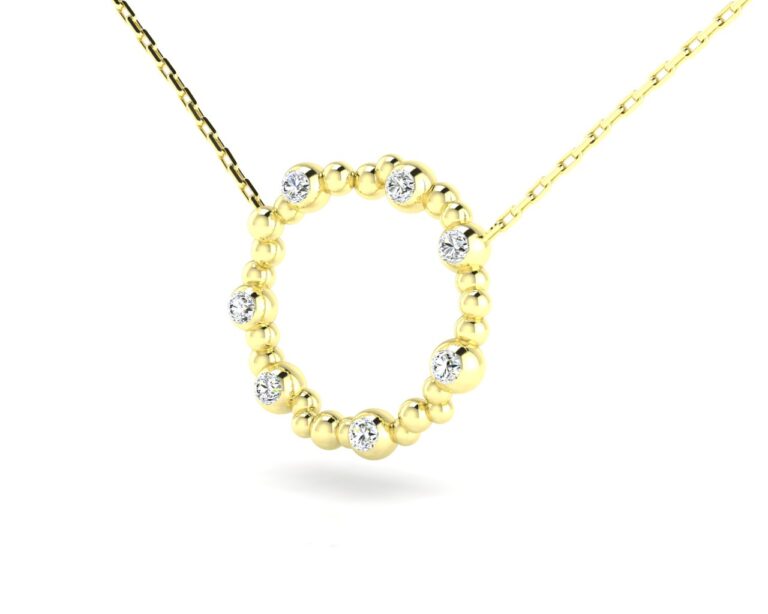 Přívěsek Circle, žluté zlato a brilianty, průměr 15 mm, 7 kamenů o velkosti 1,5 mm