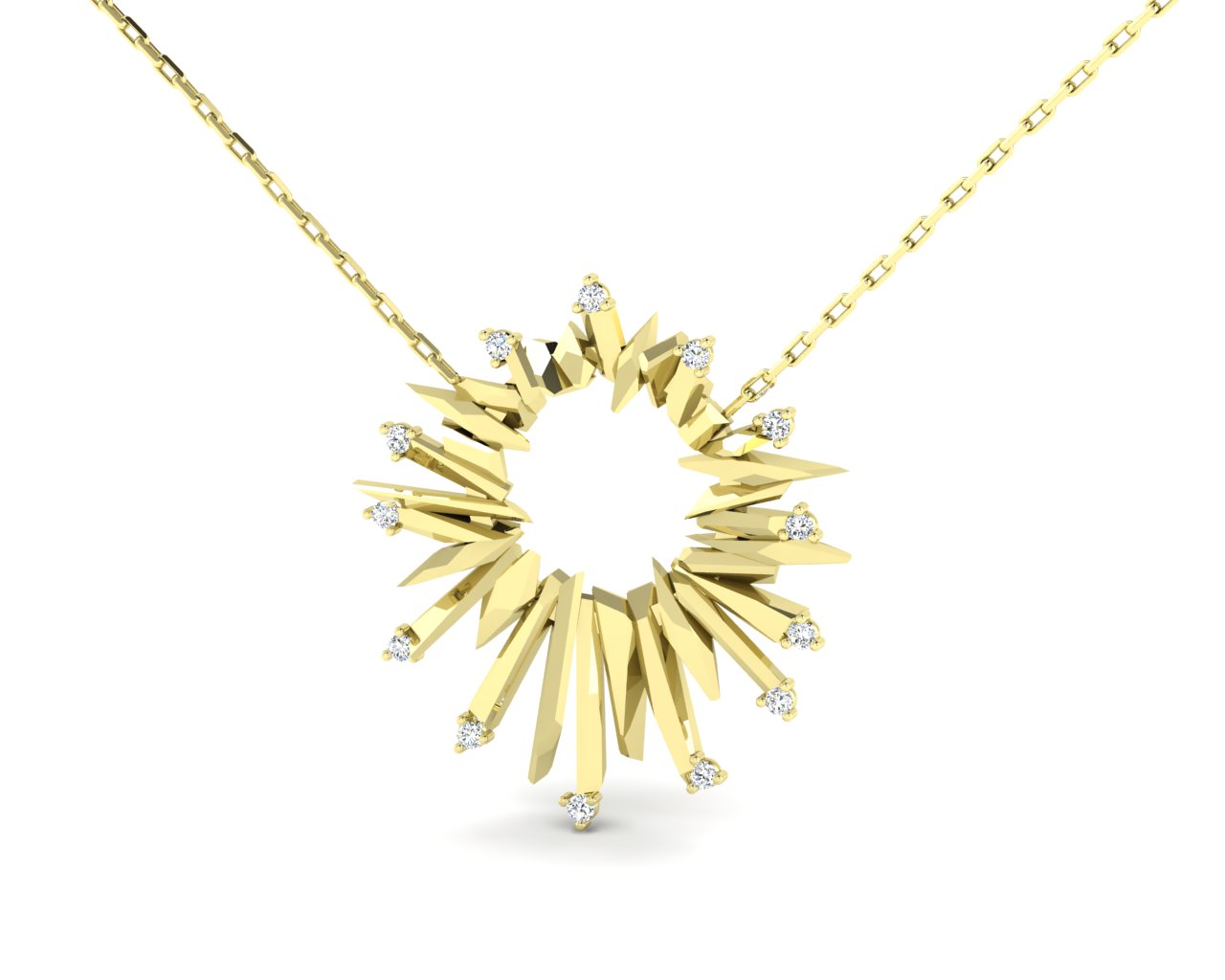 Sun přívěsek, žluté zlato a bílé brilianty