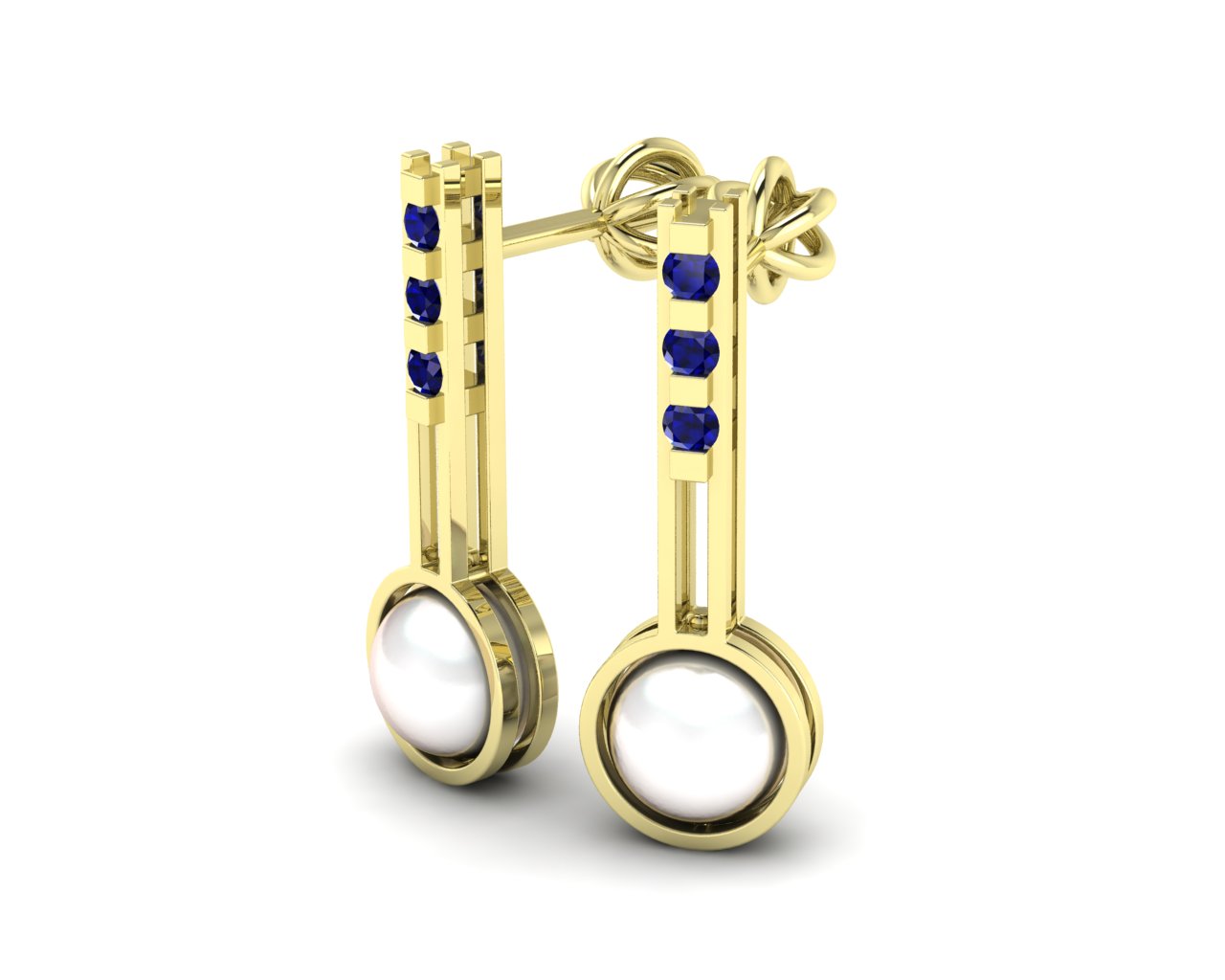 Žluté zlato, safíry a bílé perly.