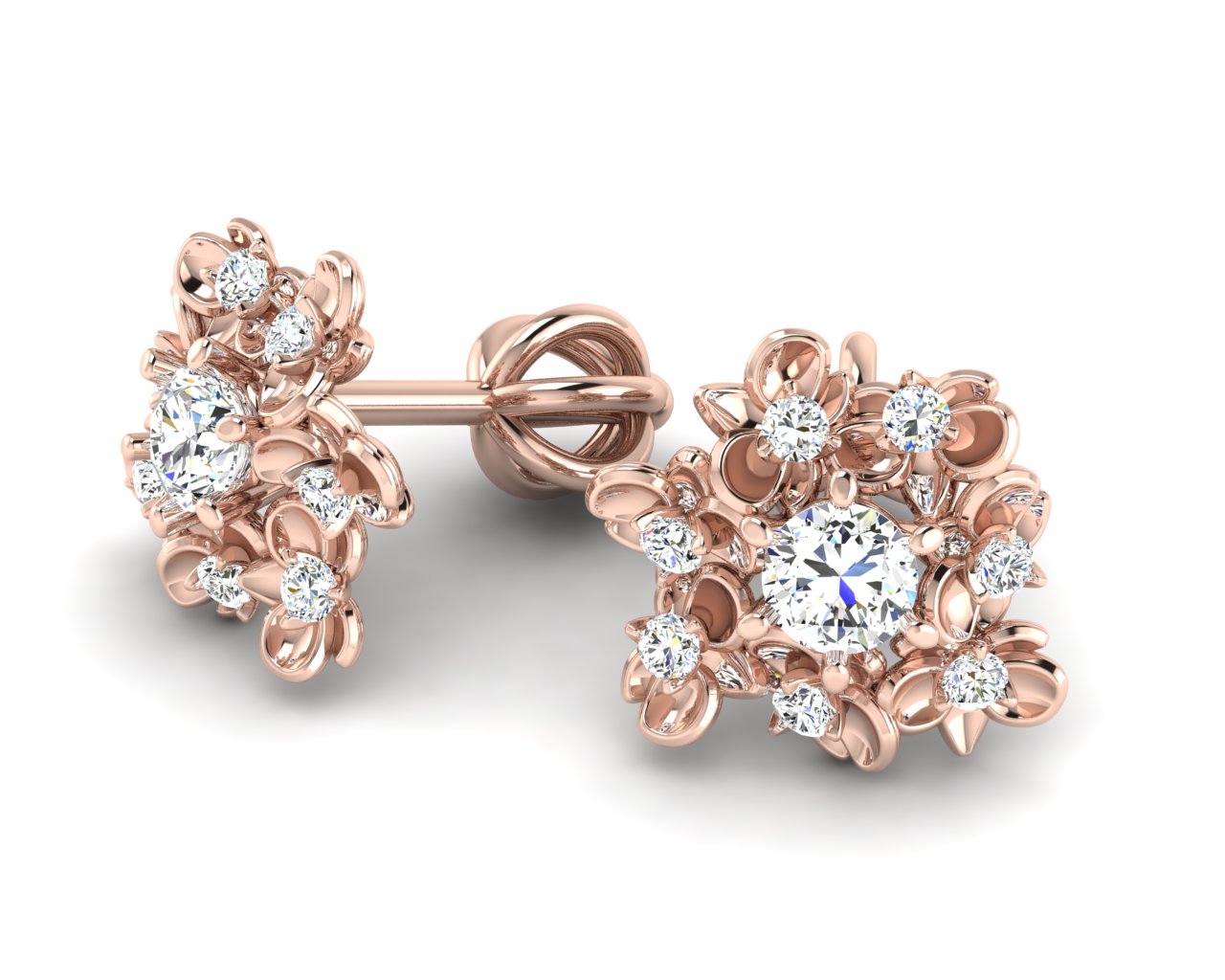 Dospělé náušnice Little Modern, červené zlato a bílé brilianty