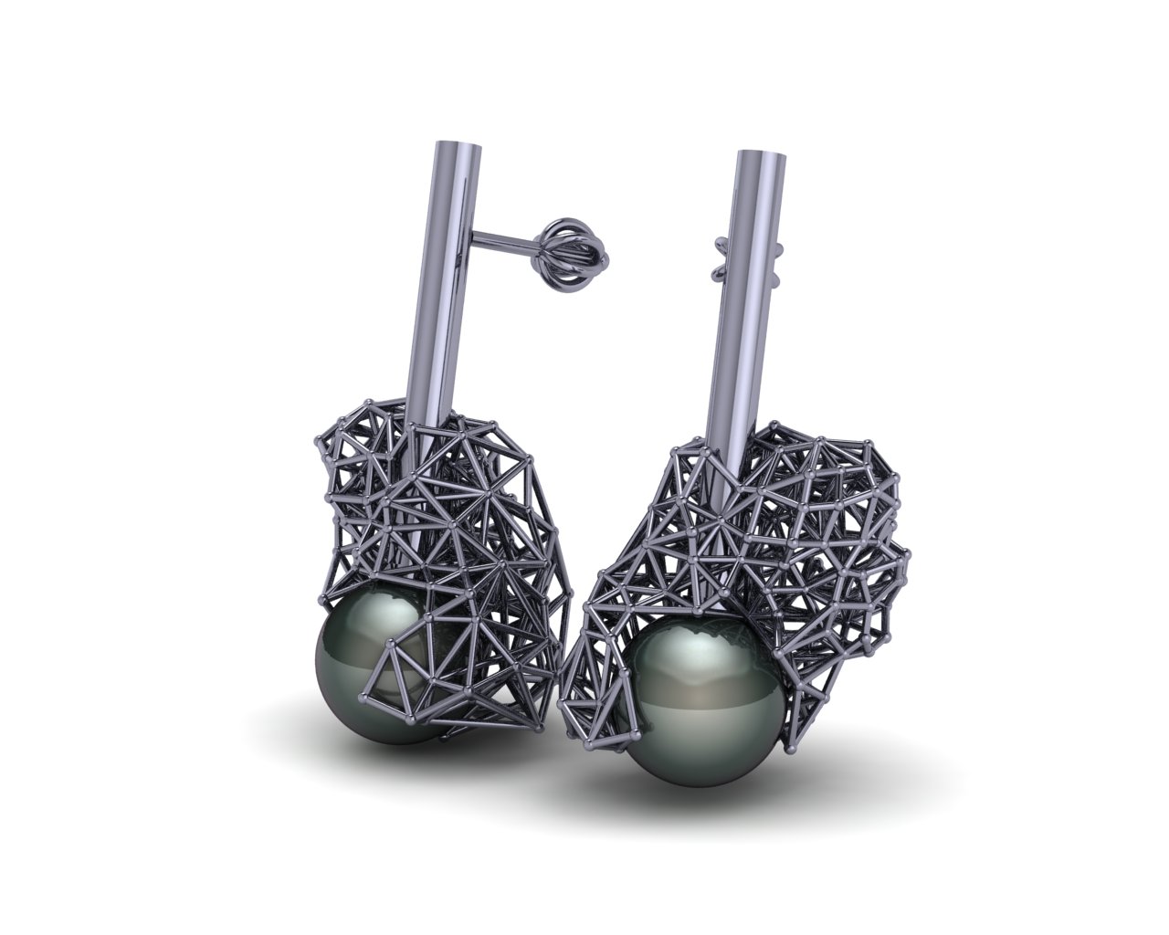 Bílé zlato pokoveno černým rhodiem a černá perla