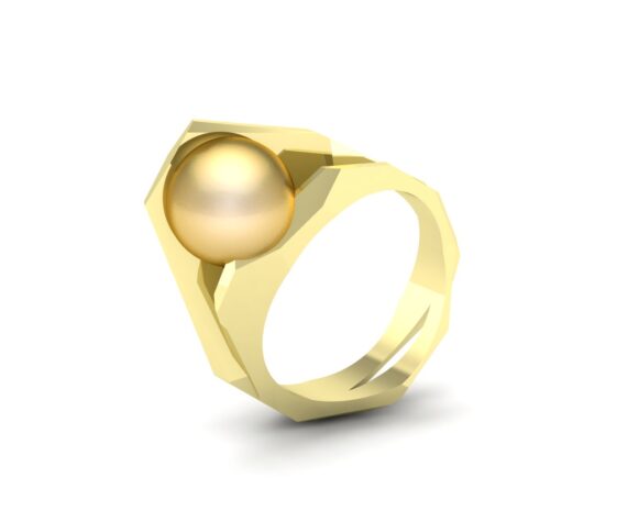 Pearl Embrace prsten, žluté zlato a zlatá perla