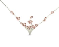 Náhrdelník Modern Blossom, kombinace bílého a červeného zlata, bílé brilianty